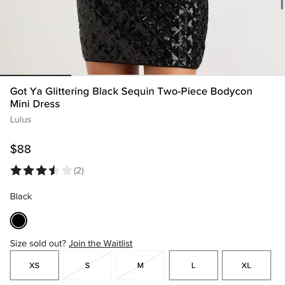 New! LULUS  Got Ya Glittering Black Sequin Two-Piece Bodycon Mini Dress - Picture 8 of 8